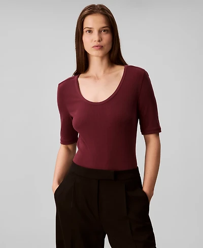 Calvin Klein Women's Scoop Neck Ribbed T-Shirt
