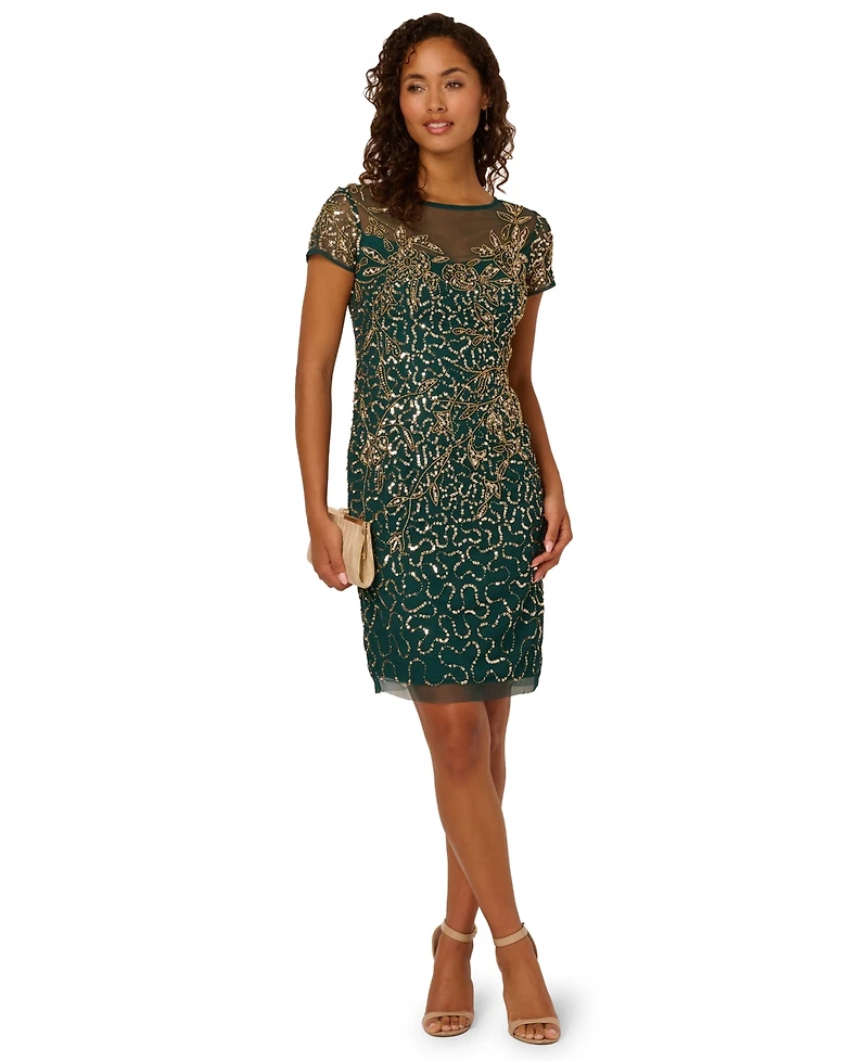 Adrianna Papell Women's Beaded Sheath Dress