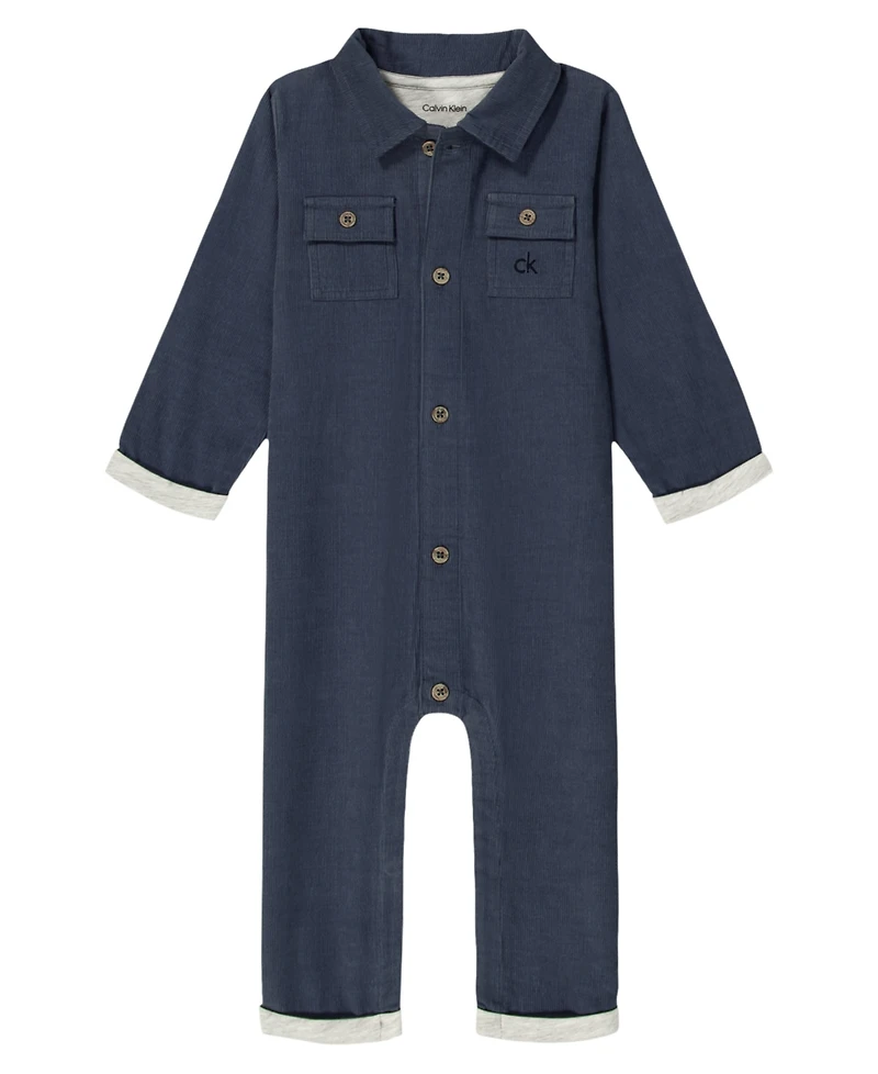 Calvin Klein Baby Boys Long Sleeve Button-Front Coverall