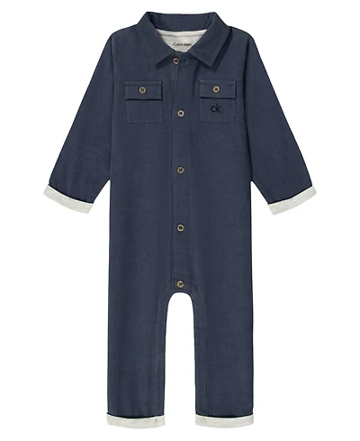 Calvin Klein Baby Boys Long Sleeve Button-Front Coverall