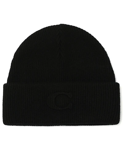 Coach Women's Embossed C-Knit Beanie Hat