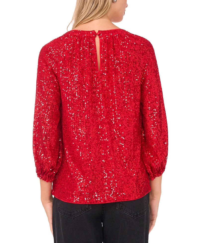 Sam & Jess Women's Sequin Detail Puff Sleeves Top