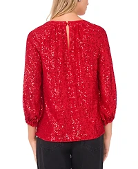 Sam & Jess Women's Sequin Detail Puff Sleeves Top