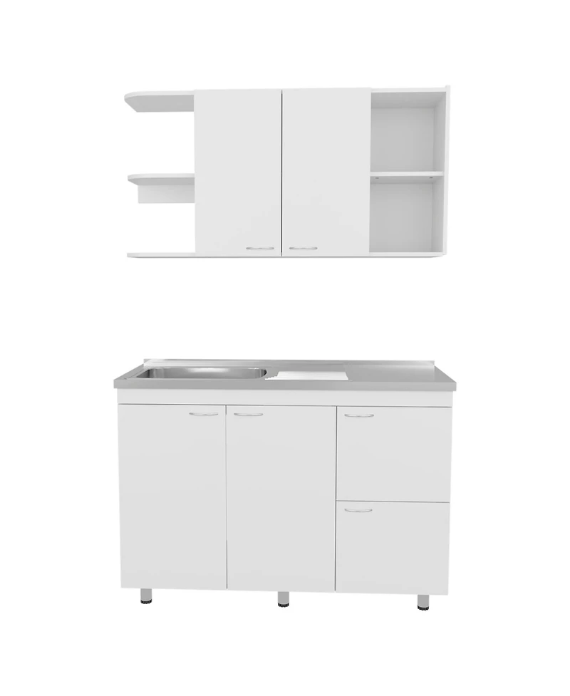 Desert Hills Multifunctional Kitchen Cabinet Set with Ample Storage, White