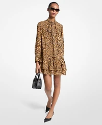 Michael Kors Women's Cheetah Print High-Neck Mini Dress