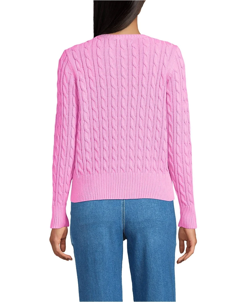 Lands' End Women's Drifter Modern Cable Crew Sweater