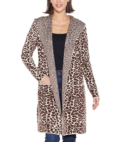 Belldini Women's Urban Safari Hooded Coatigan Sweater