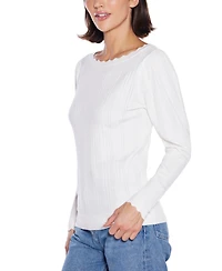 Belldini Women's Scalloped-Trim Boat Neck Sweater