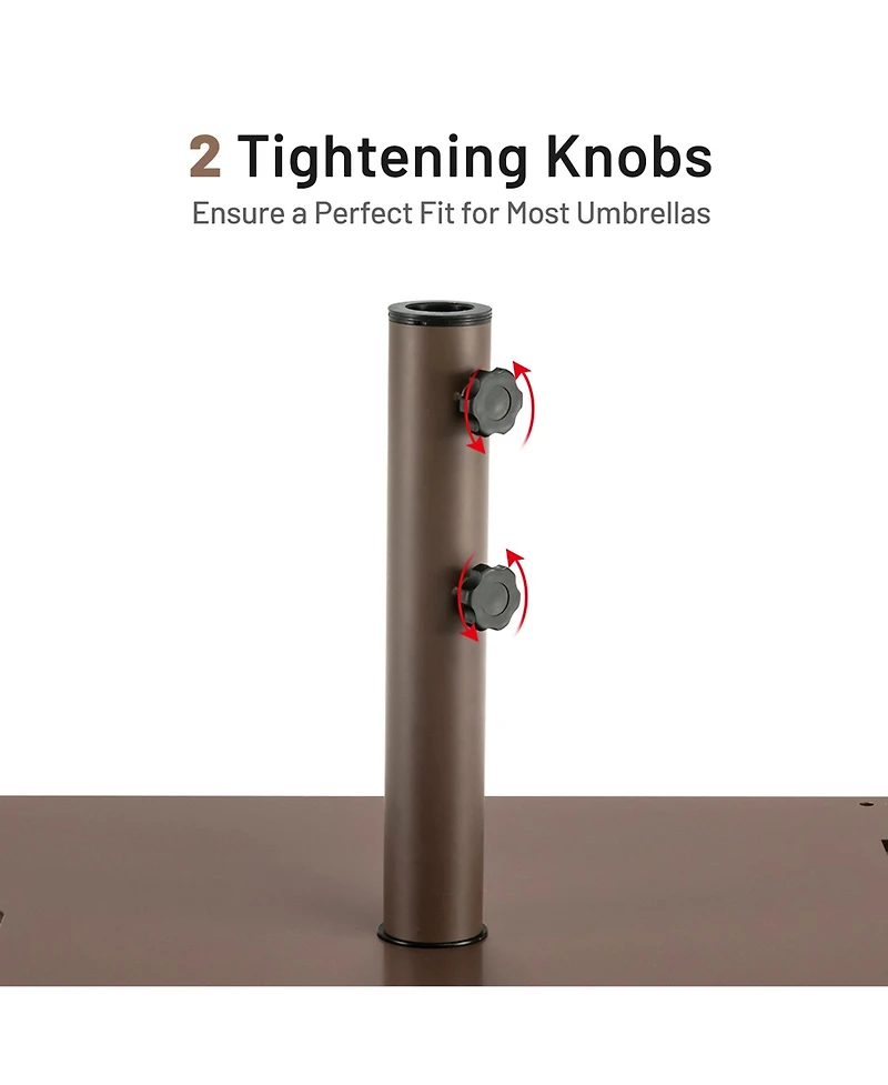 Gymax Ft Patio Table Market Umbrella w/ Solar Led Lights & Heavy-duty Base