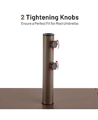 Gymax Ft Patio Table Market Umbrella w/ Solar Led Lights & Heavy-duty Base