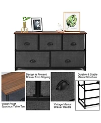 Volenca Dresser Storage Tower with 5 Foldable Cloth Storage Cubes