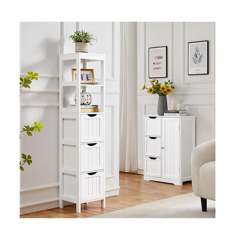 Yaheetech 56 H Modern Bathroom Storage Cabinet White