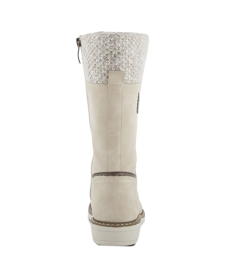 Spring Step Yosemite Water-Resistant Winter Boots with Sweater Trim and Lace-Up Detail
