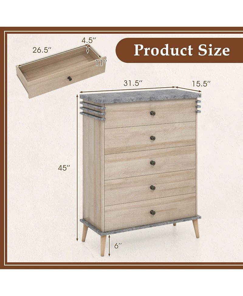 Farmhouse Chest Dresser of Drawers Tall Storage Organizer