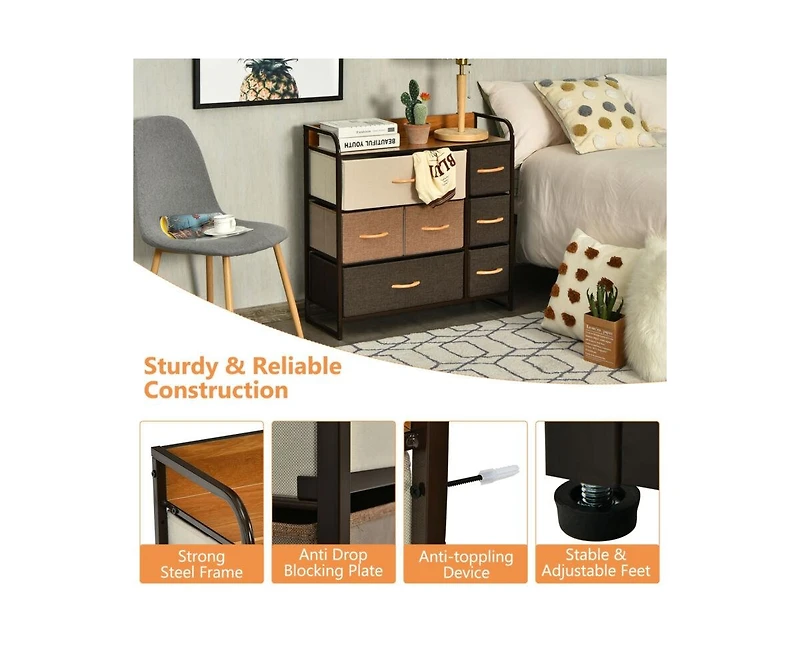 Volenca Wooden Top Dresser Storage Chest for Bedroom