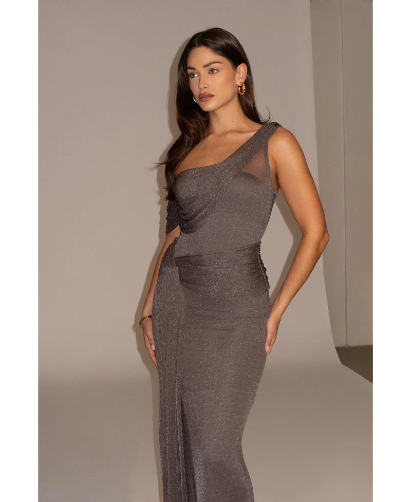 Jluxlabel Draped Metallic Maxi Dress