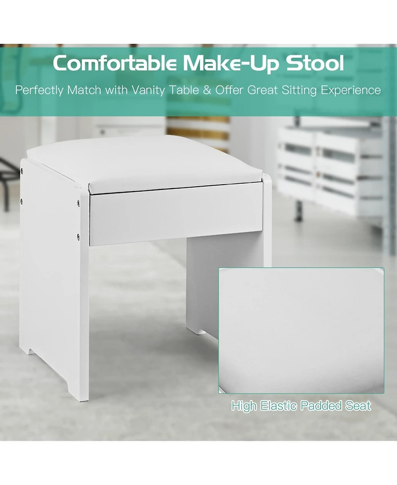 Volenca Vanity Makeup Dressing Table Set with Flip Top Mirror and Cushioned Stool