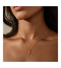Satya Jewelry Precious Faith White Topaz Cross Necklace