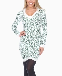 White Mark Women's Fuzzy Knit Sweater Dress