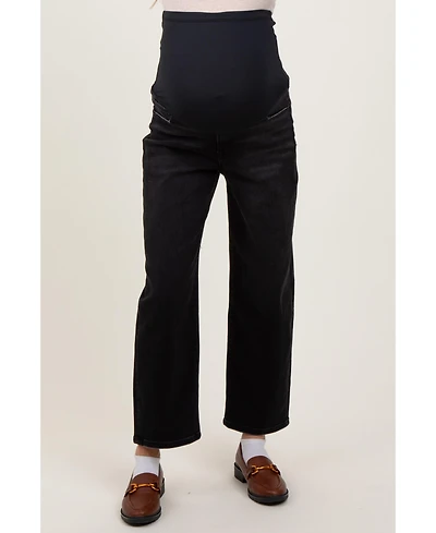 Pinkblush Maternity Black Cropped Wide Leg Jeans