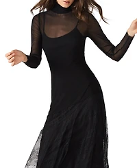Steve Madden Women's Silas Mock Neck Mesh Midi Dress
