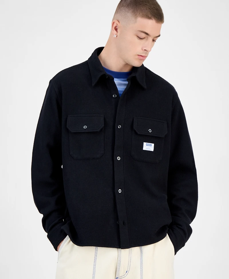 Hugo Boss Ekynone Oversized Long Sleeve Corduroy Button-Front Shirt-Jacket