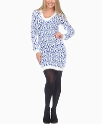 White Mark Women's Fuzzy Knit Sweater Dress