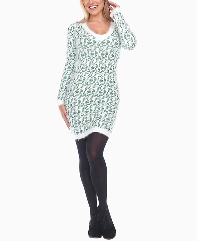 White Mark Women's Fuzzy Knit Sweater Dress