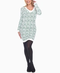 White Mark Women's Fuzzy Knit Sweater Dress
