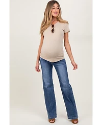 Pinkblush Blue Lightly Distressed Maternity Straight Leg Jeans