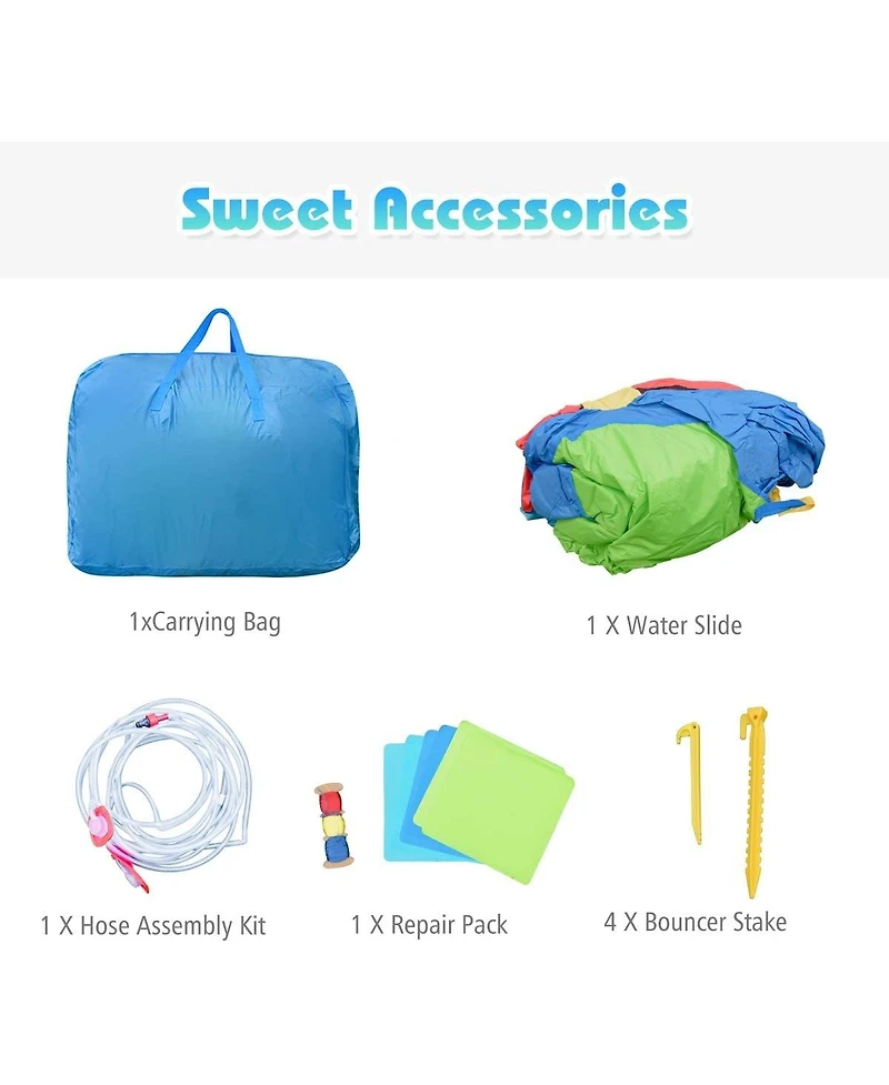 Inflatable Hippo Water Slide with Climbing Wall and Splash Pool for Kids