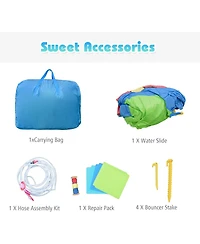 Inflatable Hippo Water Slide with Climbing Wall and Splash Pool for Kids