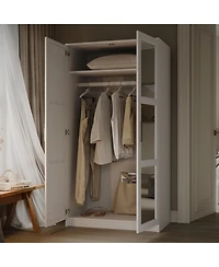 Palace Imports 100% Solid Wood Urban 2-Door Wardrobe Armoire with Mirrored Doors