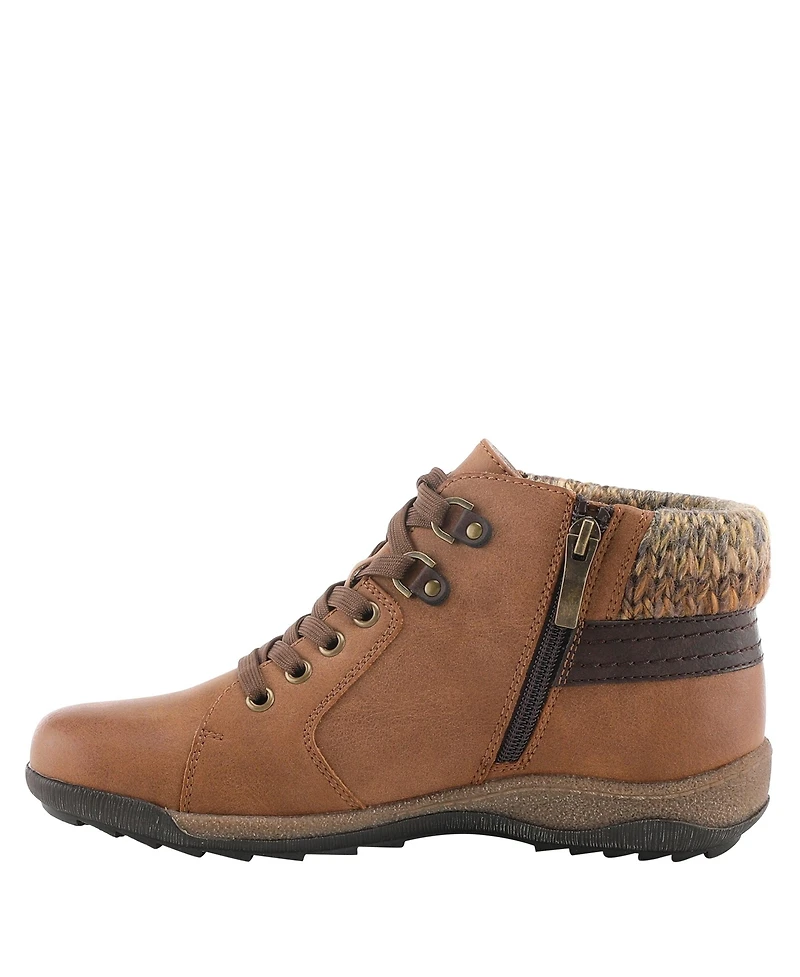 Spring Step Clifton Lace-Up Booties with Sweater Cuff and Shock-Absorbing Sole