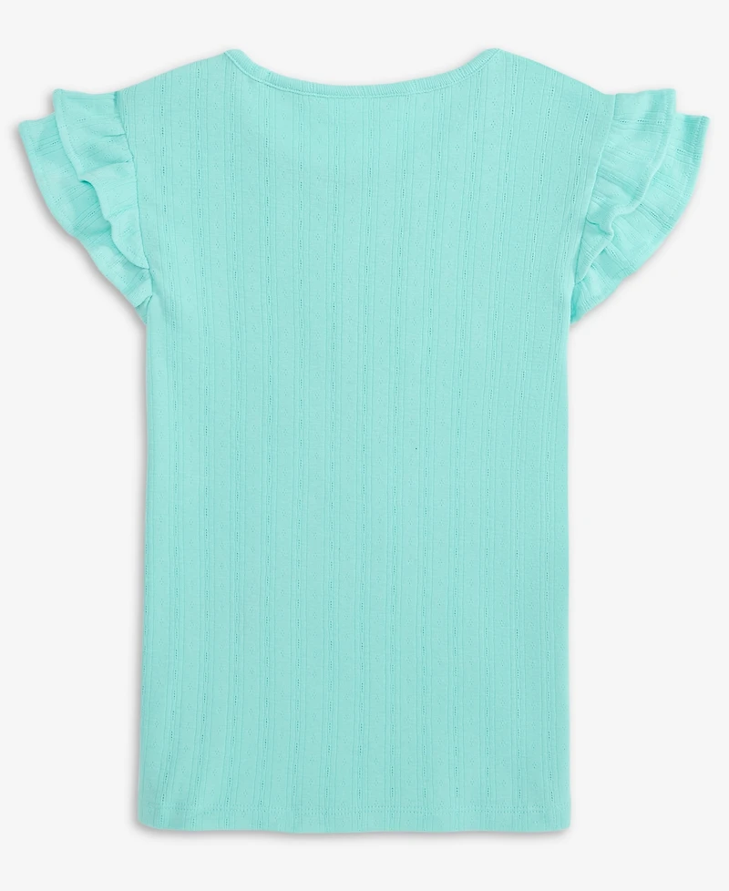 Epic Threads Little & Big Girls Ruffled-Sleeve Pointelle Top, Macy's Exclusive