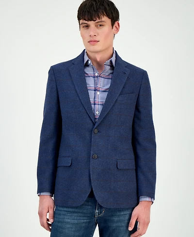 Nautica Men's Modern-Fit Wine Window Tweed Sport Coat