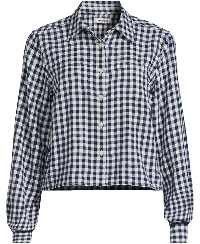 Lands' End Plus Cropped Flannel Shirt