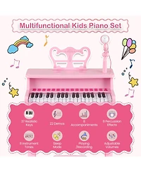 Mecale 37 Keys Music Piano with Microphone Kids Piano Keyboard with Detachable Music Stand