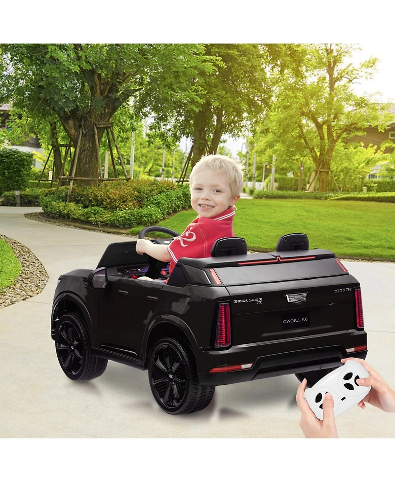 2 Seater Ride on Truck, 24V Licensed Cadillac Kids Car Electric Vehicles w/Remote Control, 3 Speeds, Led Lights
