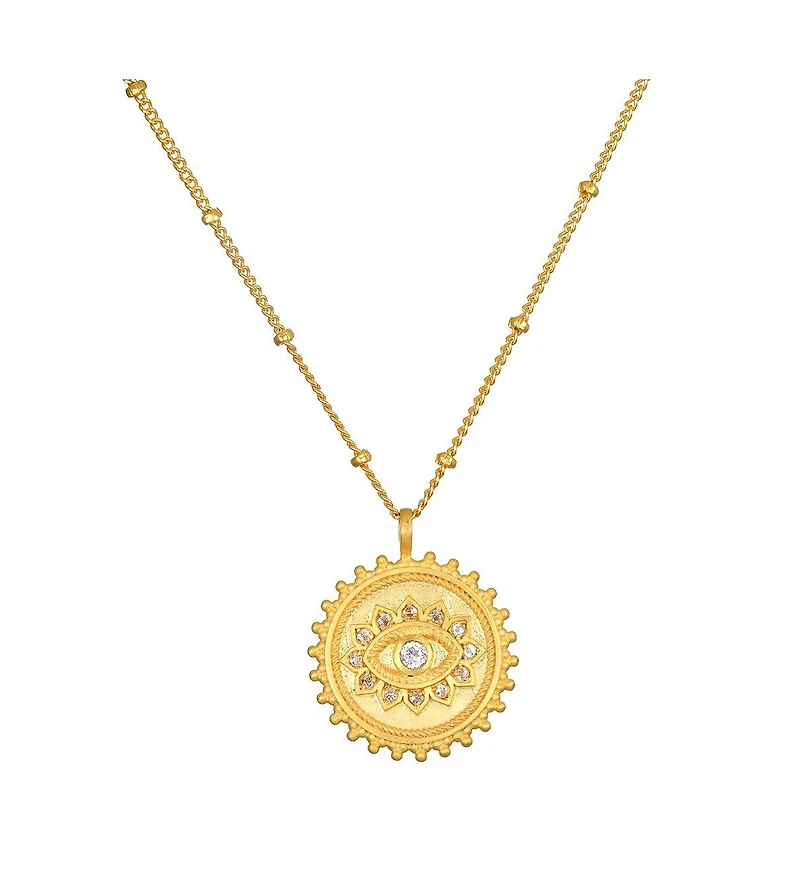Satya Jewelry True Visionary White Topaz Evil Eye Necklace