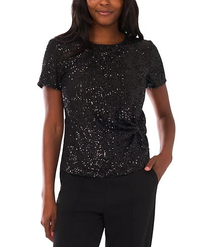 Vince Camuto Women's Short Sleeve Side Knot Top