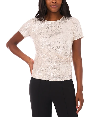 Vince Camuto Women's Short Sleeve Side Knot Top