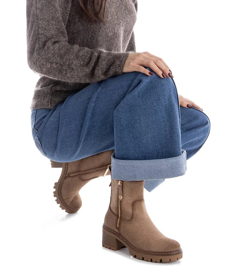 Women's Side Zipper Suede Booties Refresh Collection By Xti
