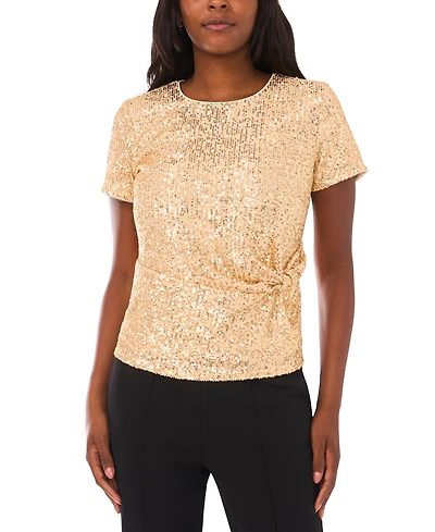 Vince Camuto Women's Short Sleeve Side Knot Top