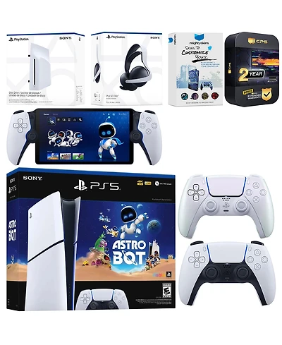 Sony PlayStation 5 Astro Bot Slim Digital Bundle with Disc Drive, Pulse Elite Headset, Extra Controller, Portal