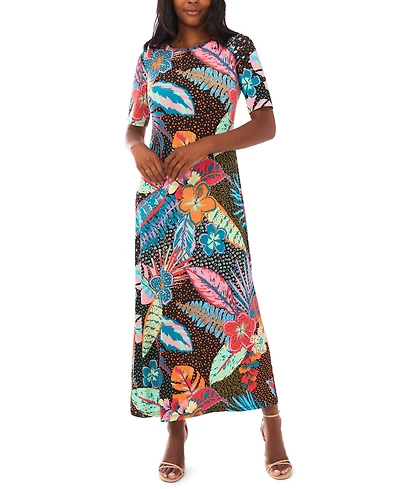 Vince Camuto Women's 3/4-Sleeve Crewneck Maxi Dress