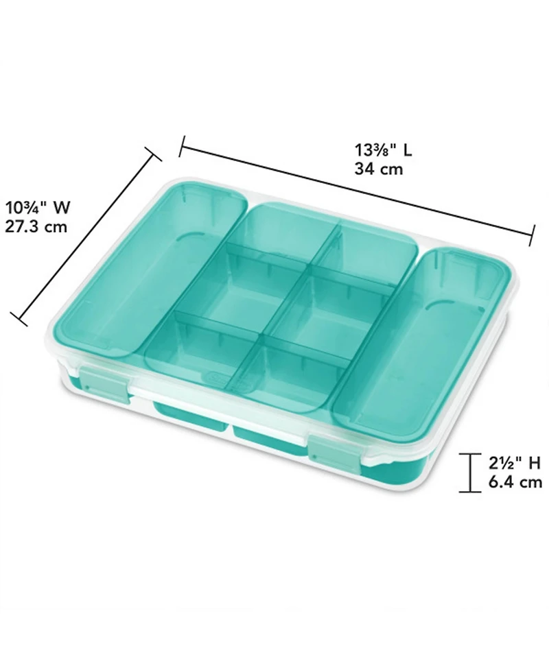 Sterilite Divided Case Stackable Plastic Small Storage Lidded Container, 12 Pack