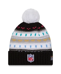 New Era Women's Black Seattle Seahawks 2025 Nfl Crucial Catch Cuffed Knit with Pom Hat