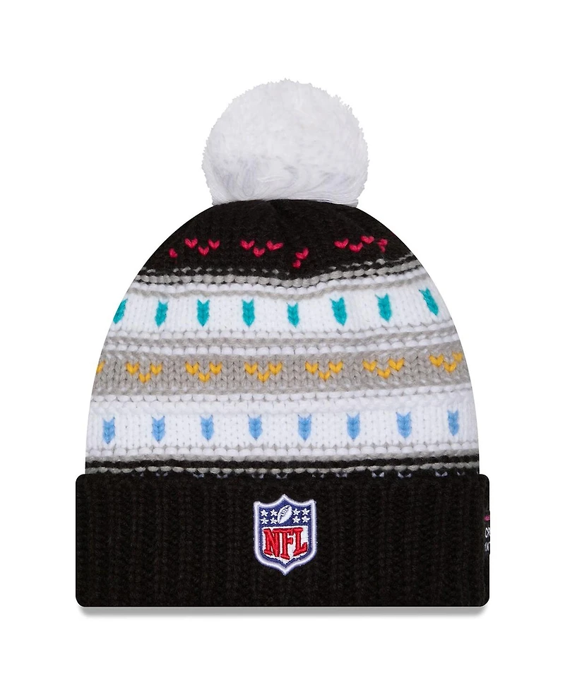 New Era Women's Black New York Giants 2025 Nfl Crucial Catch Cuffed Knit with Pom Hat