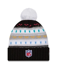 New Era Women's Black New York Giants 2025 Nfl Crucial Catch Cuffed Knit with Pom Hat